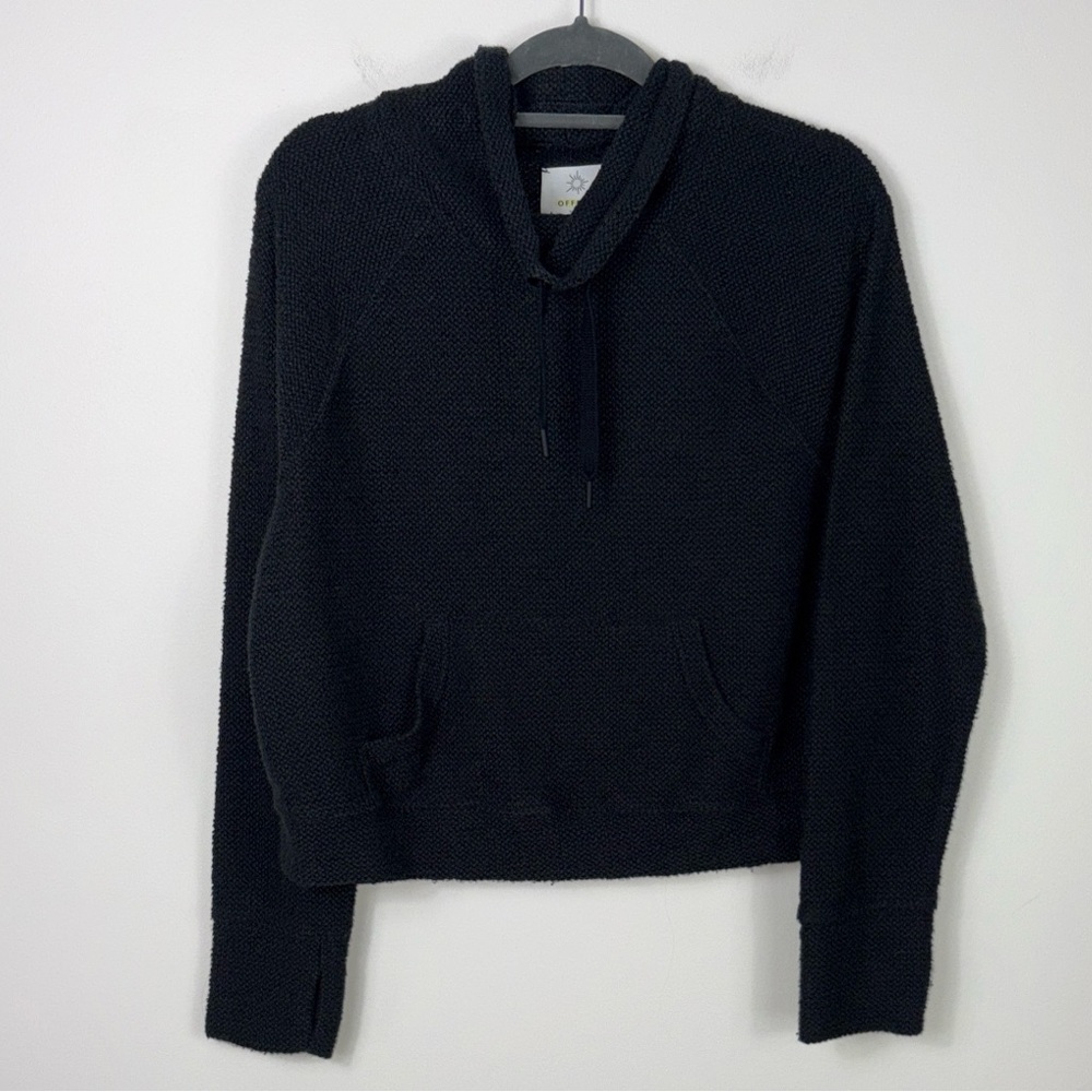 Aerie Snow Day Mock Neck Sweatshirt Boucle Women’s Size Medium Dark Gray Black